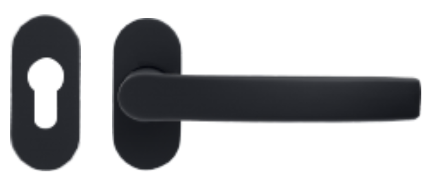 Black Soft-touch lever handle with separate escutcheon